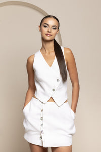 NOLIA LINEN WAISTCOAT WHITE
