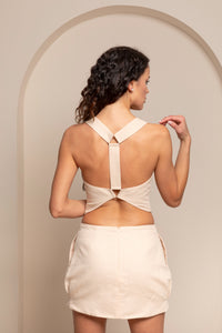 NOLIA LINEN MINI SKIRT BEIGE