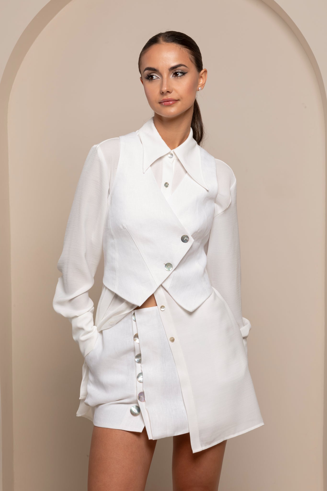 IZALIE WHITE COTTON SHIRT