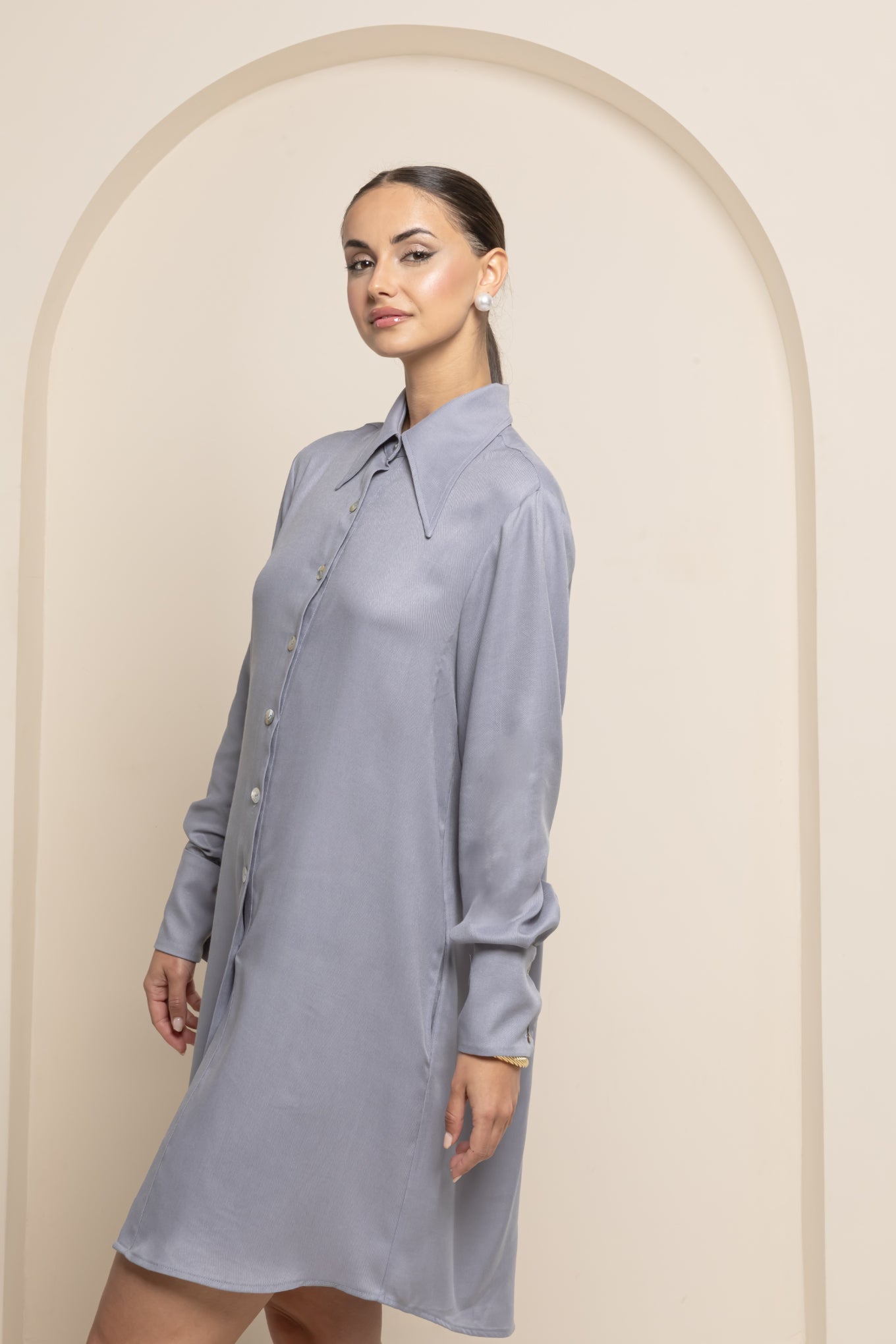 IZALIE  SKY MIST COTTON SHIRT