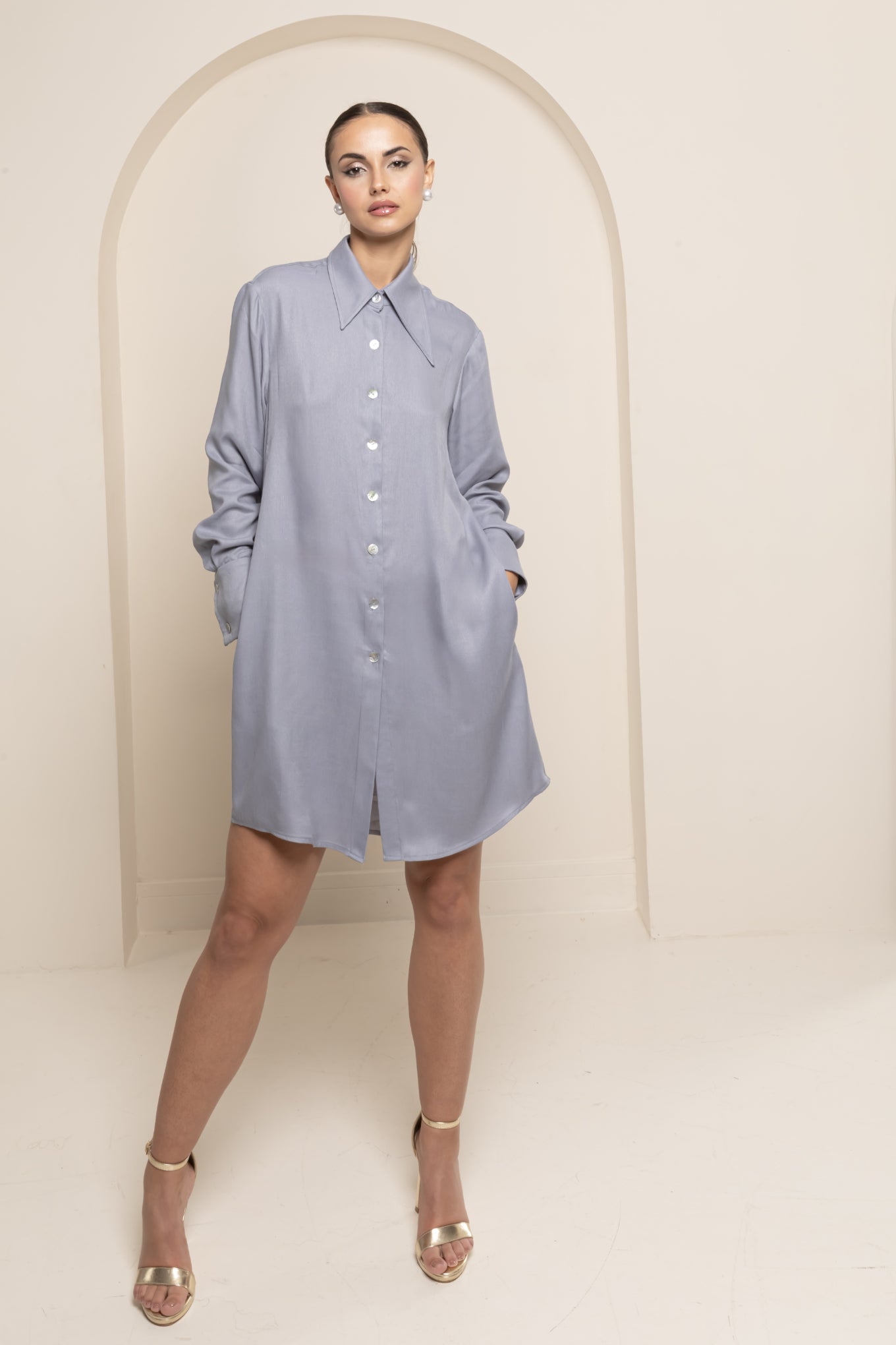 IZALIE  SKY MIST COTTON SHIRT