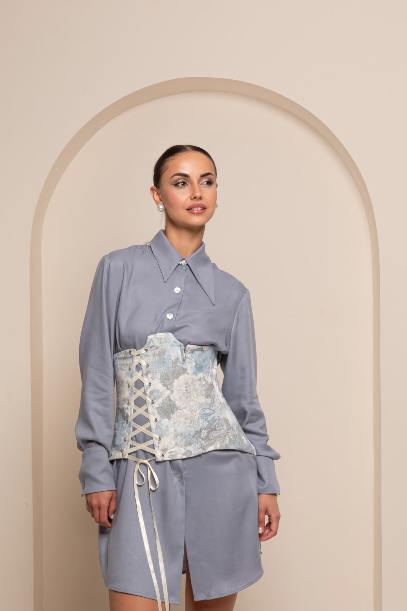 IZALIE  SKY MIST COTTON SHIRT