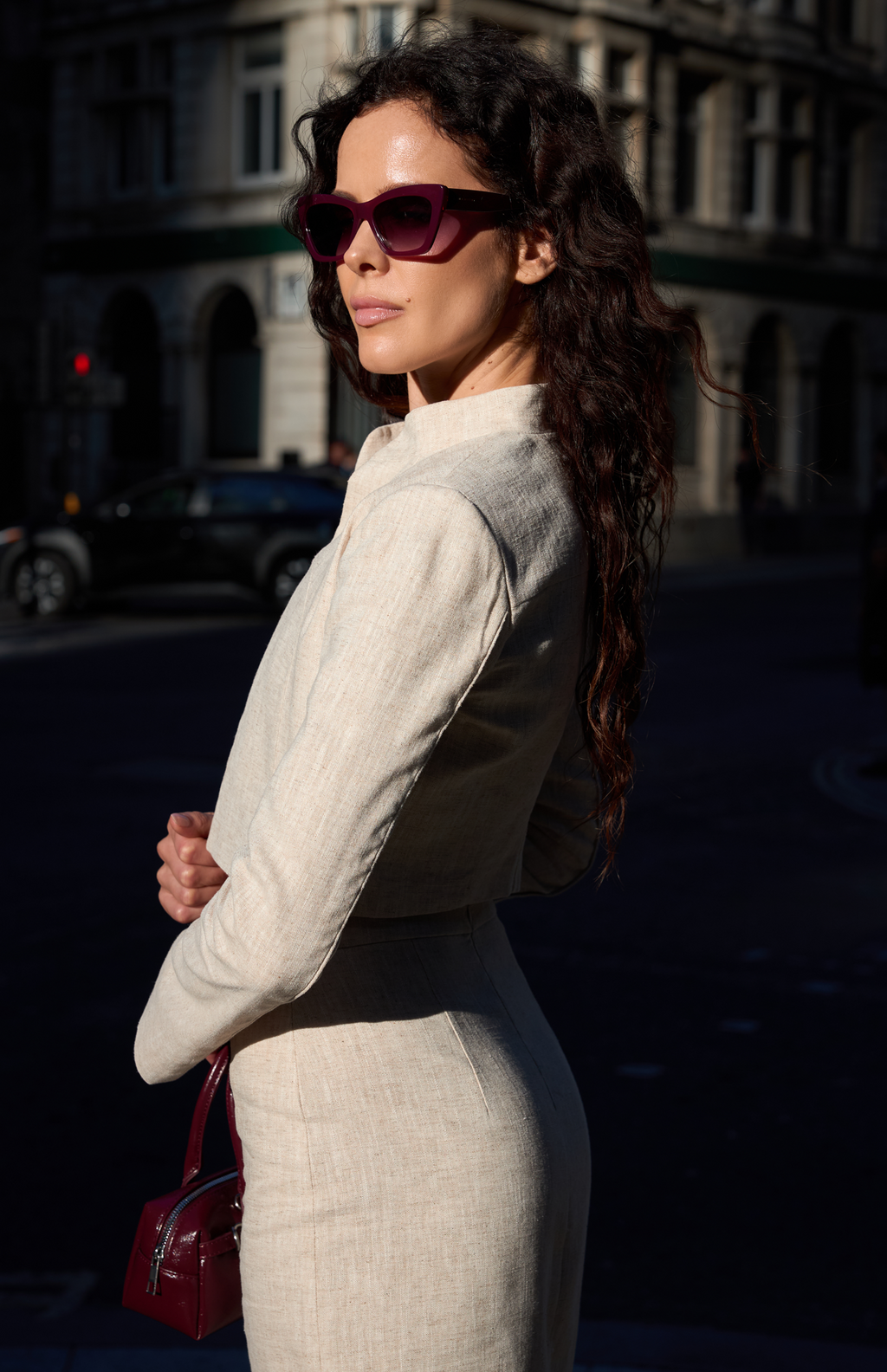 STRUCTURED TAILORED SKIRT SAND