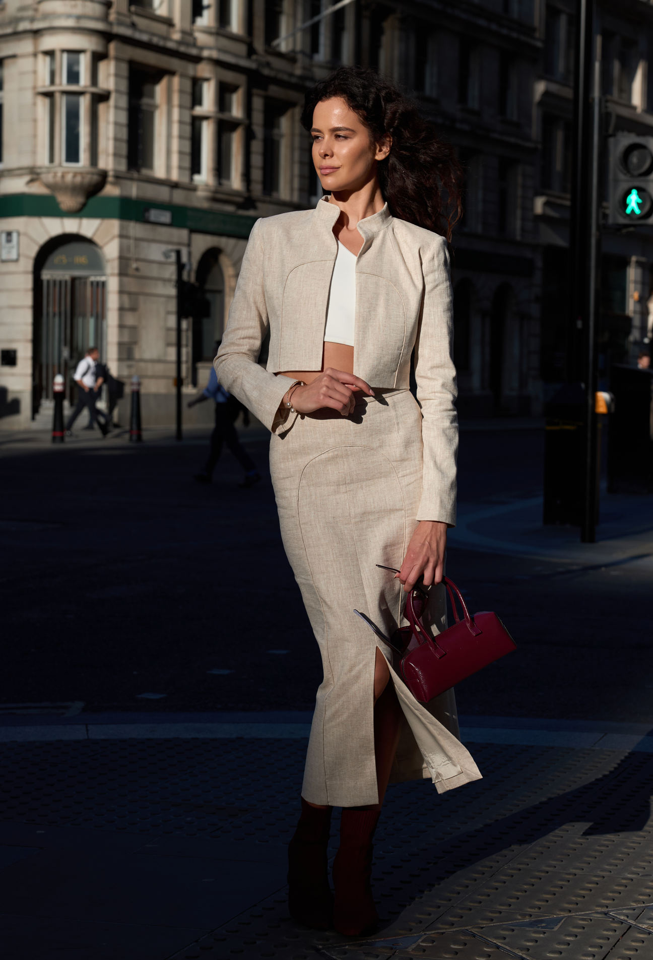STRUCTURED TAILORED SKIRT SAND